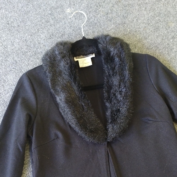 Indication Black Faux Fur Coatwith Matching Pant - Picture 4 of 17